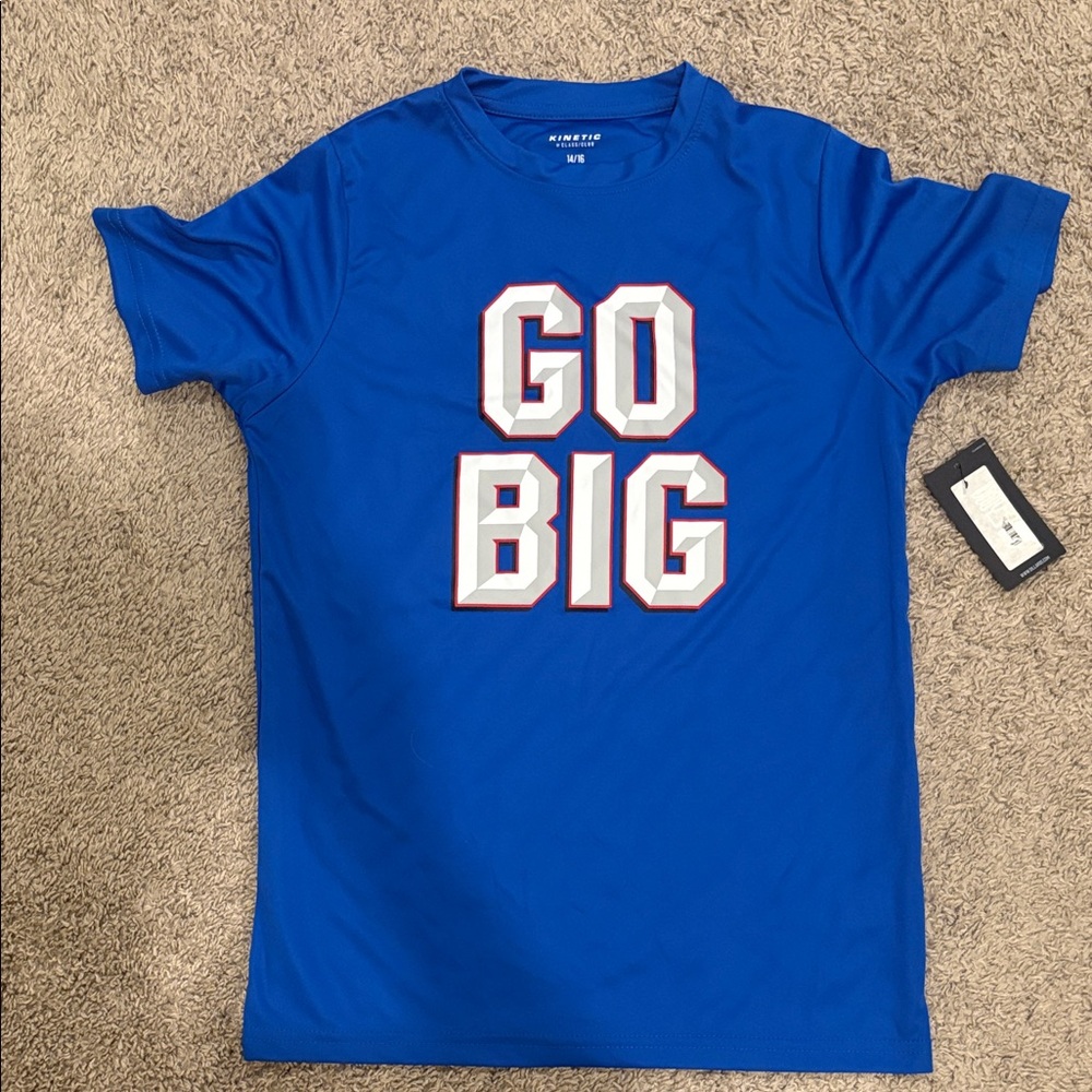 Blue 'GO BIG' Graphic Athletic Tee